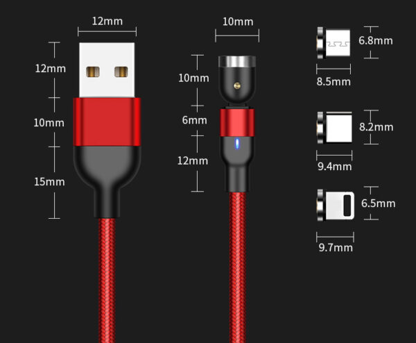 Magnetic Data Cable 540 Degree 180 Degree Rotating Charging Cable Blind Suction Three-in-one Bent Magnetic Cable - Image 3